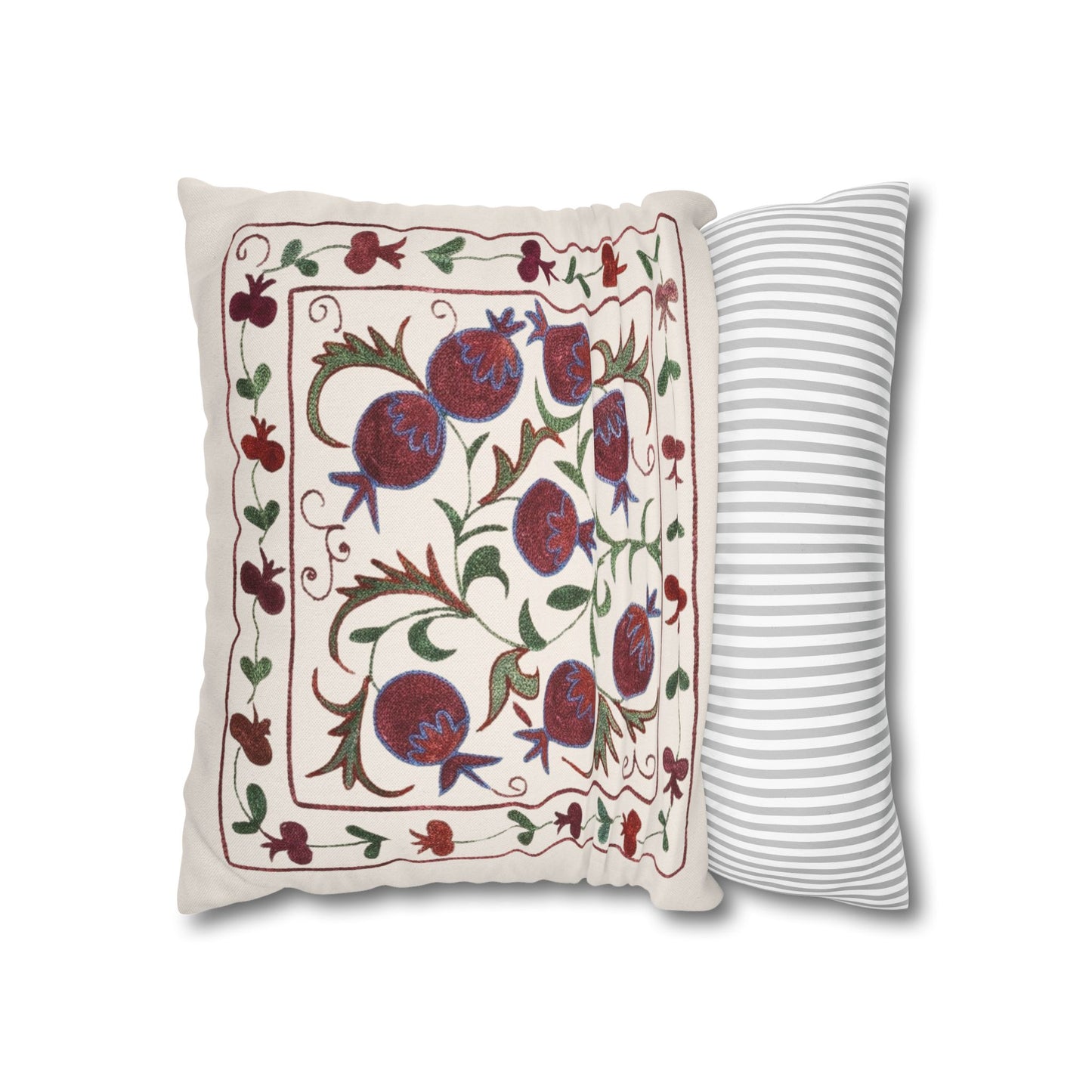 Pomegranate Print Pillow Cover - Cream & Maroon