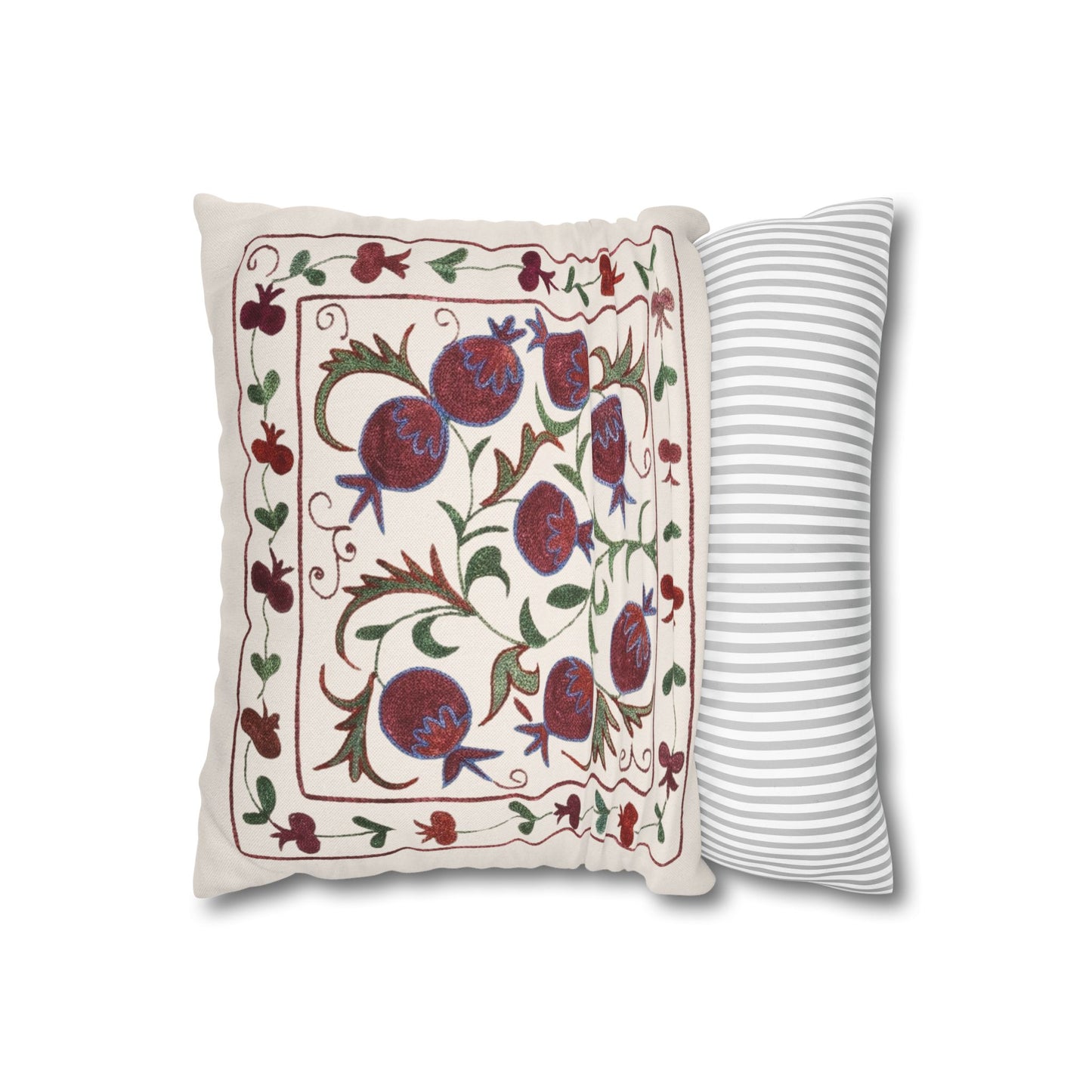 Pomegranate Print Pillow Cover - Cream & Maroon