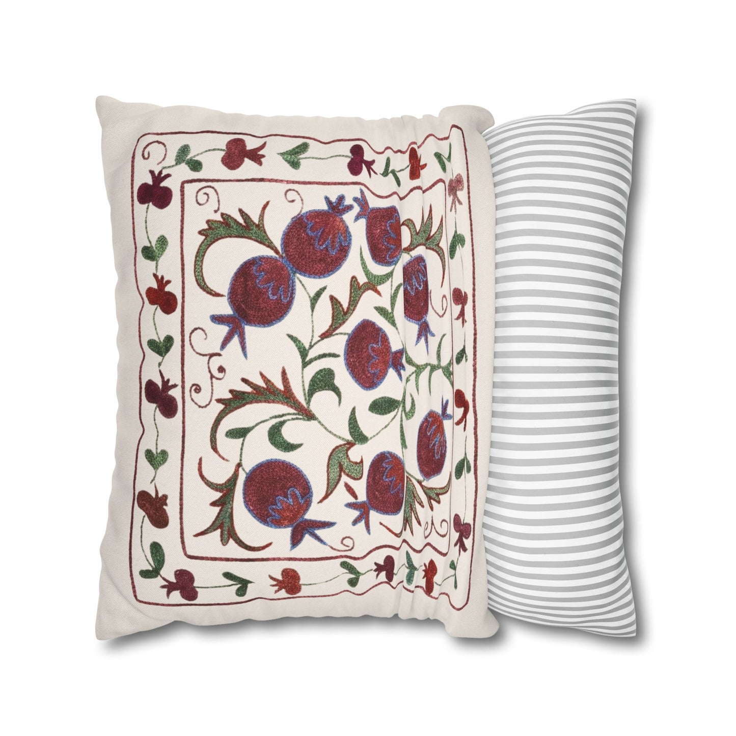 Pomegranate Print Pillow Cover - Cream & Maroon